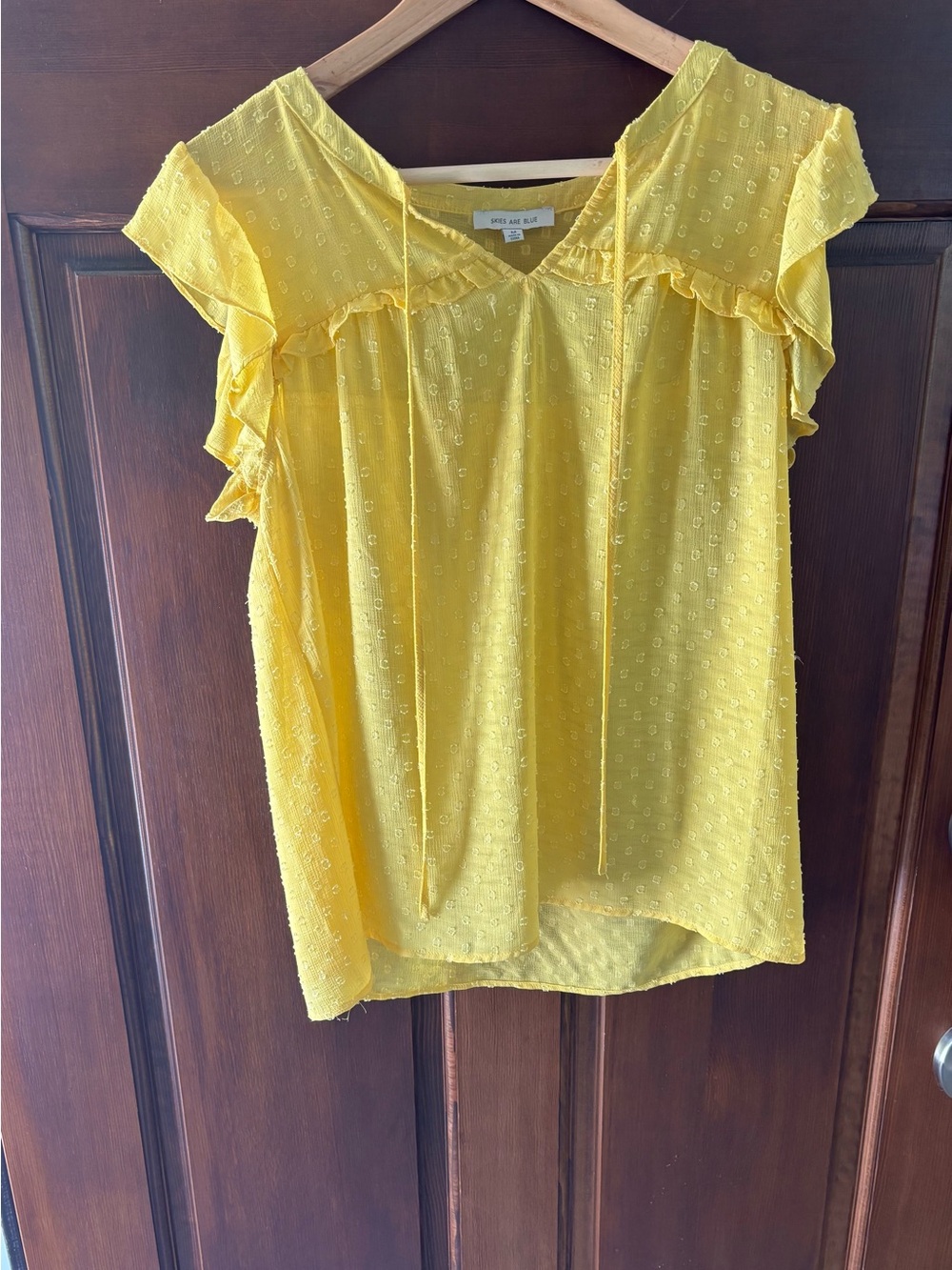 Bright Yellow Ruffle Tie-Front Blouse